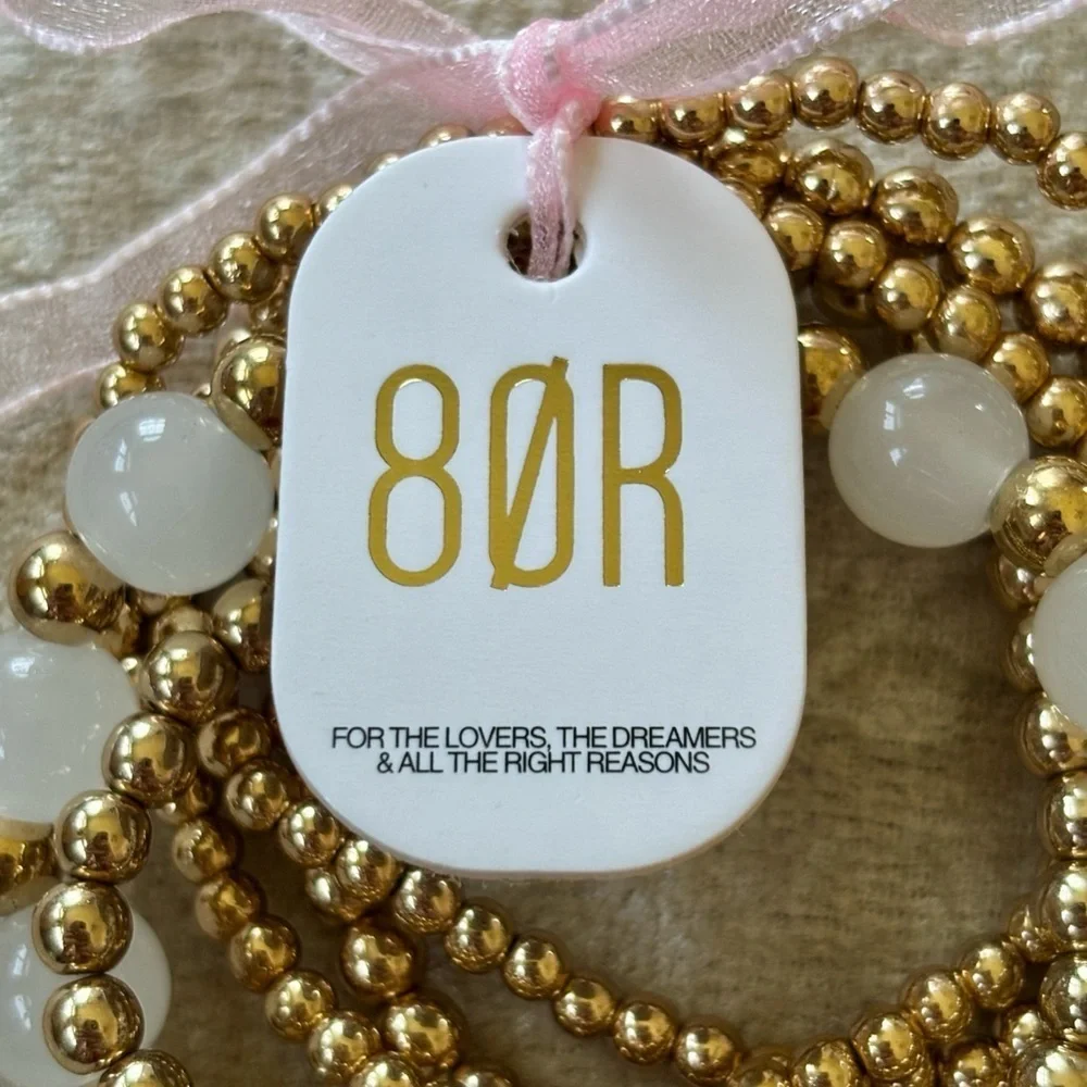 Brand New 8 Other Reasons Gold Plated Brass Bubble Bangle Set Stretchy Revolve